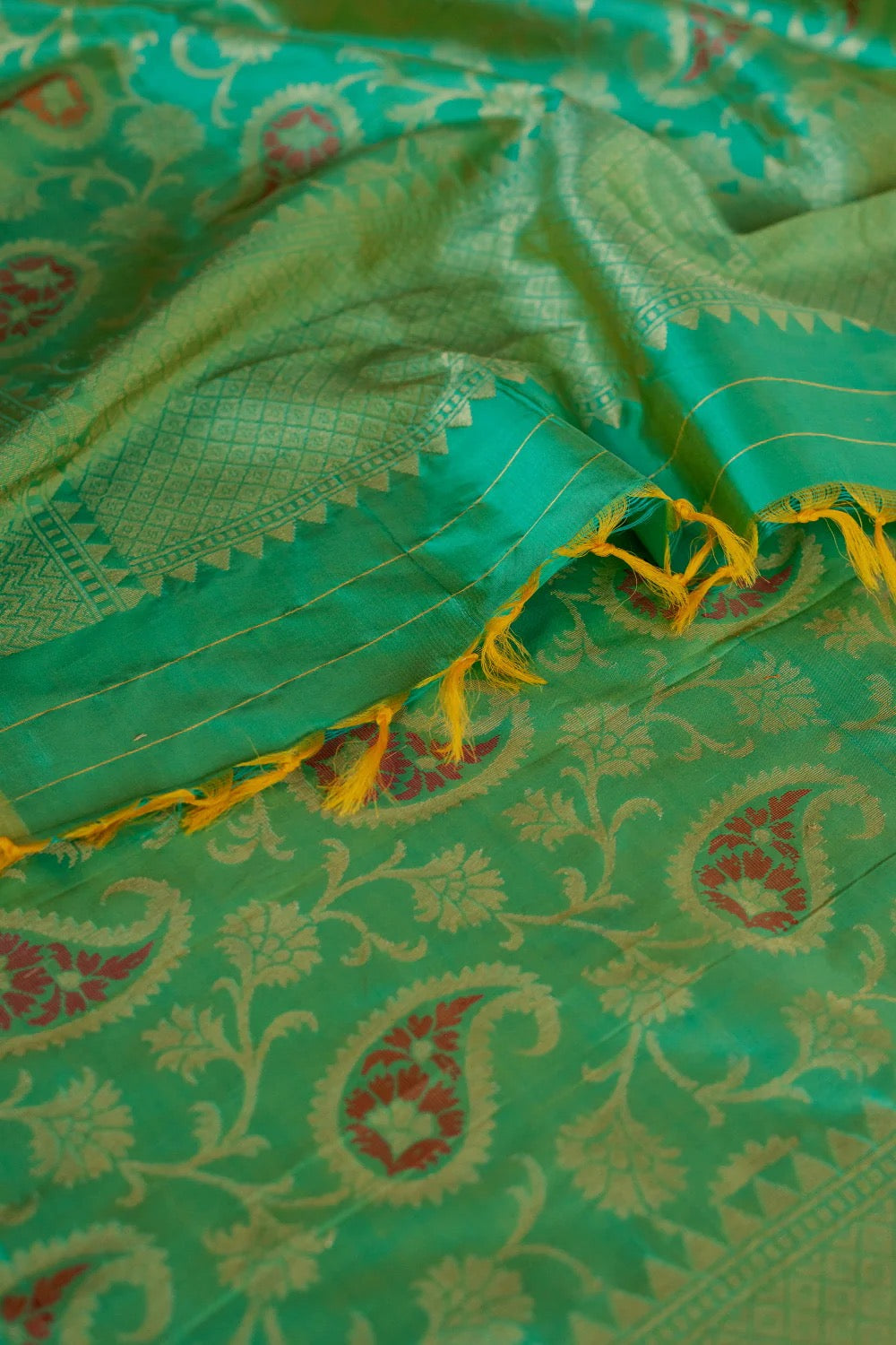 Seafoam Green Handwoven Banarasi Pure Silk Dupatta