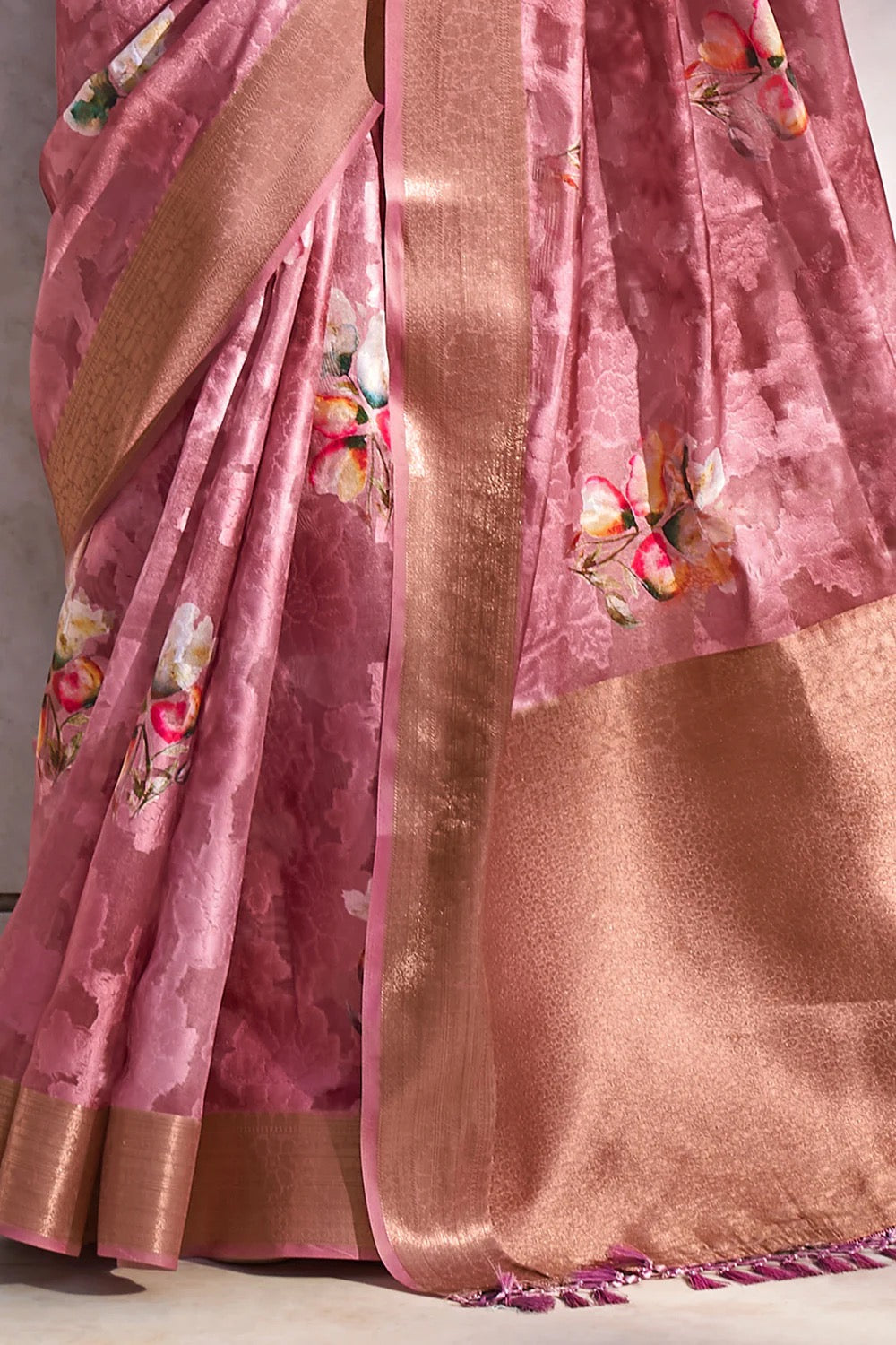 Pink Brasso Silk Saree