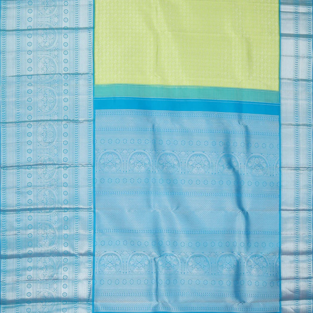 Light Green Kanjivaram Silk Saree With Floral Motifs