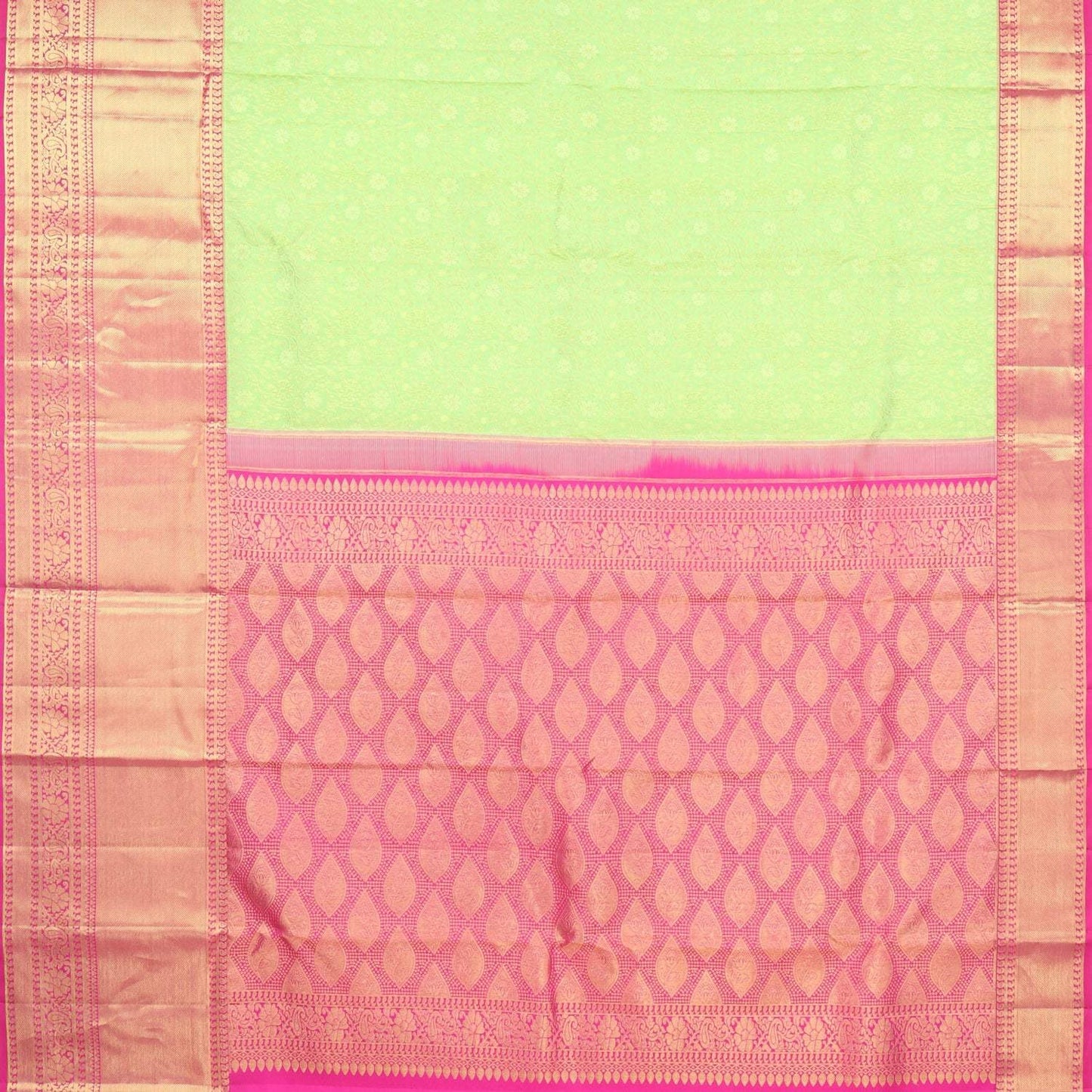 Light Green Kanjivaram Silk Saree With Floral Pattern