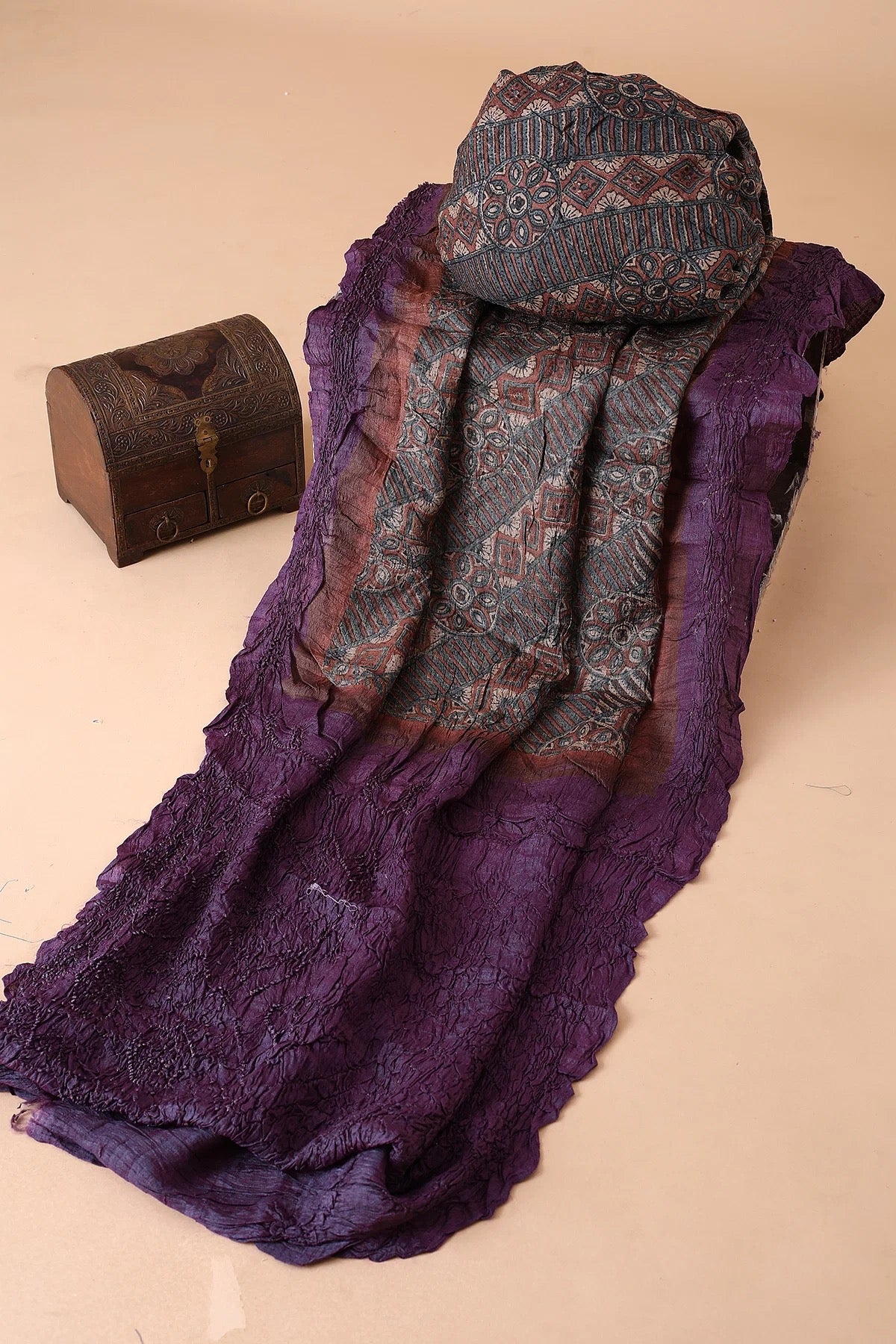 Multicolour Bandhani Printed Tussar Silk Saree