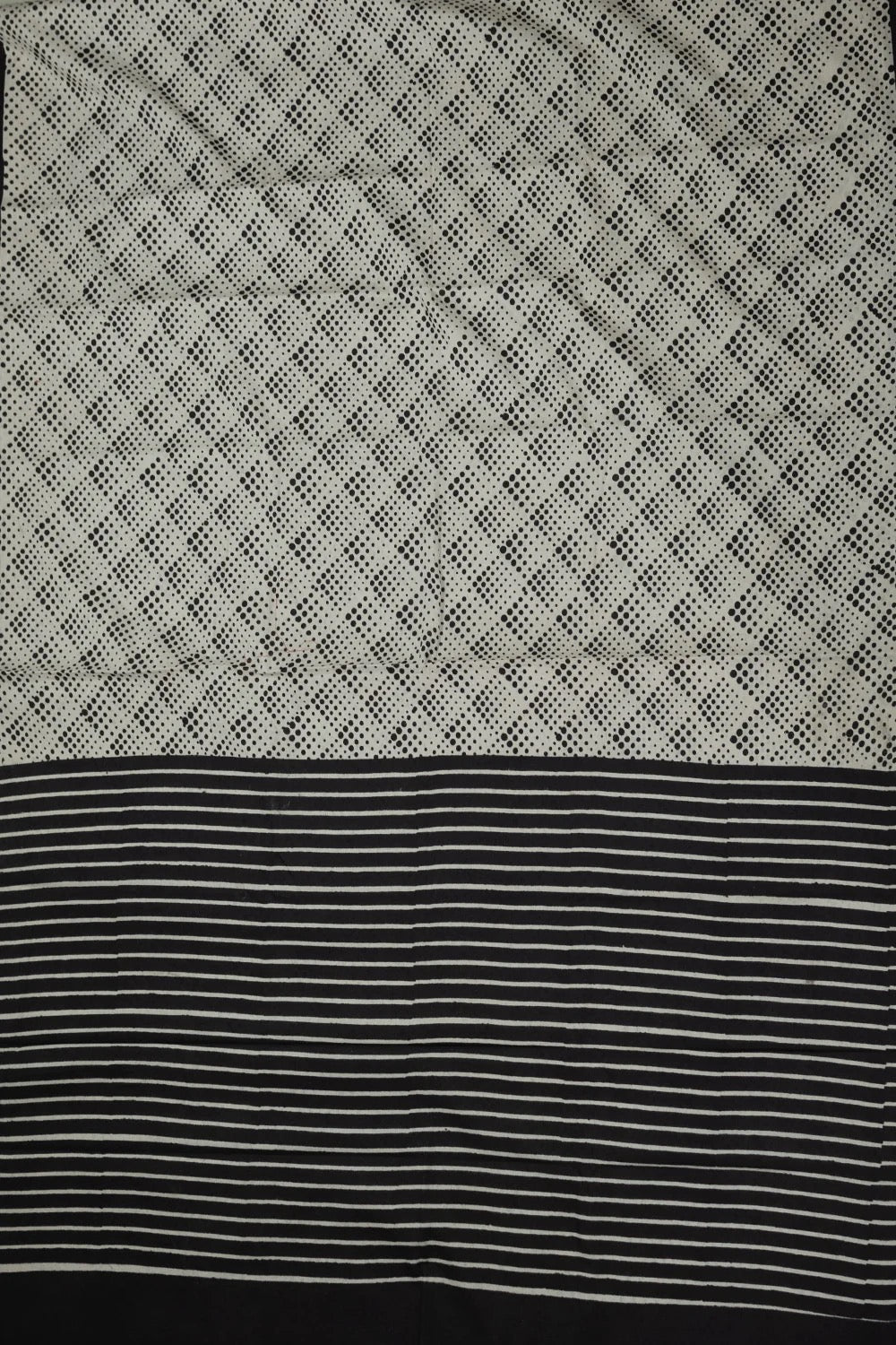 Dotted on Cream Block Printed Mul Cotton saree