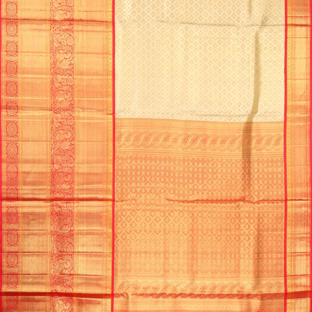 Gold Tissue Kanjivaram Silk Saree With Floral Pattern