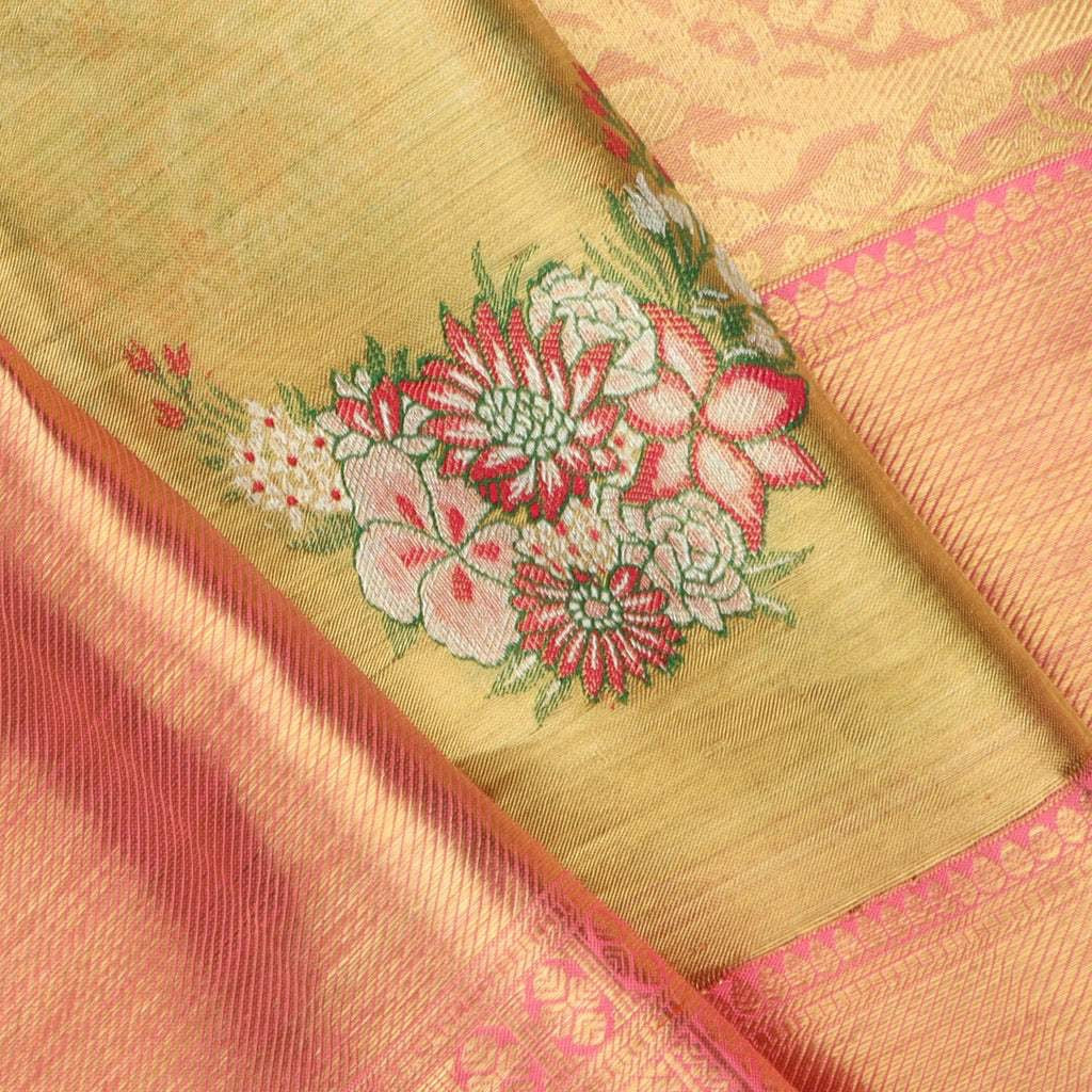 Old Gold Yellow Tissue Kanjivaram Silk Saree