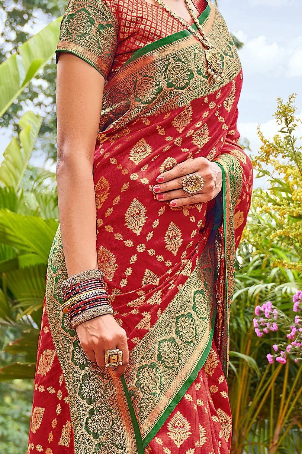 Red Banarasi Silk Saree